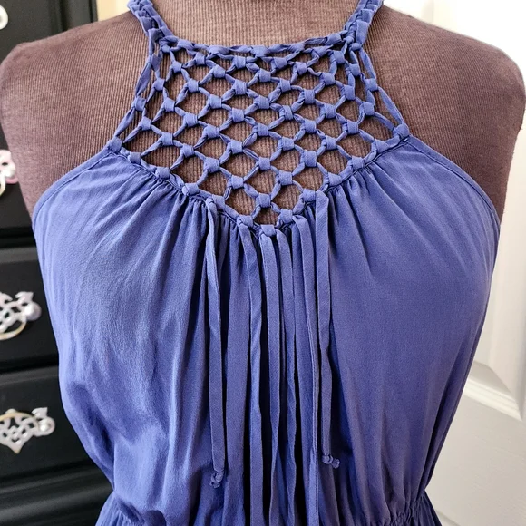 REBECCA TAYLOR "Macrame Cami Dress" - Marine Blue - Size 0 - Picture 6 of 10